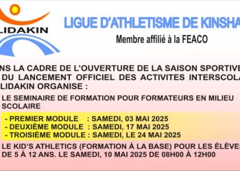 Athlétisme:Dans le cadre de l’ouverture de la saison sportive 2025 et du lancement officiel des activités interscolaires,la Lidakin organise dès ce samedi un séminaire de formation pour formateurs en milieu scolaire.