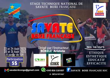 Savate boxe française:L’Instructeur Bokele Aristote anime un stage technique national du 23 au 31 août 2025 au terrain de basket E.P.3 & 4 Ngiri-Ngiri