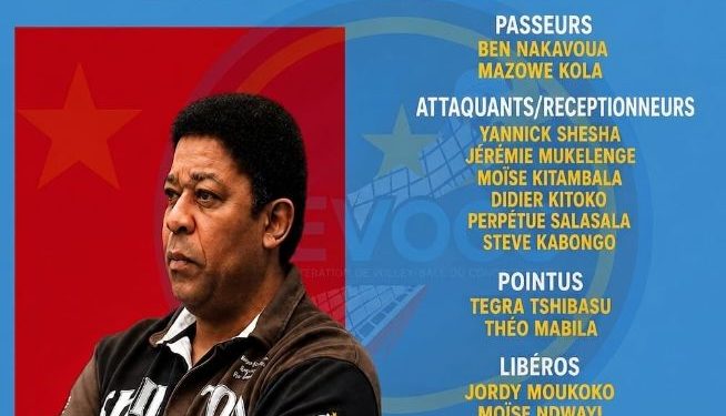 Volley-ball:Eric Ngapeth, le sélectionneur national dévoile la liste de 16 Léopards sélectionnés pour la CAN de volley-ball seniors messieurs Kinshasa 2026.